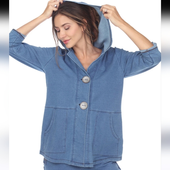 NEON BUDDHA | Timeless 2-button hooded roll sleeve casual jacket - Picture 8 of 10